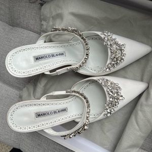 Manolo Blahnik Lurum Crystal Leaf Mule